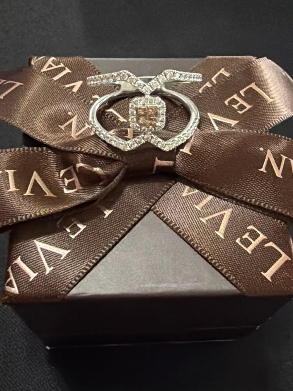 Le Vian 14k Vanilla Gold Chocolate Diamond Cross Cross Ring